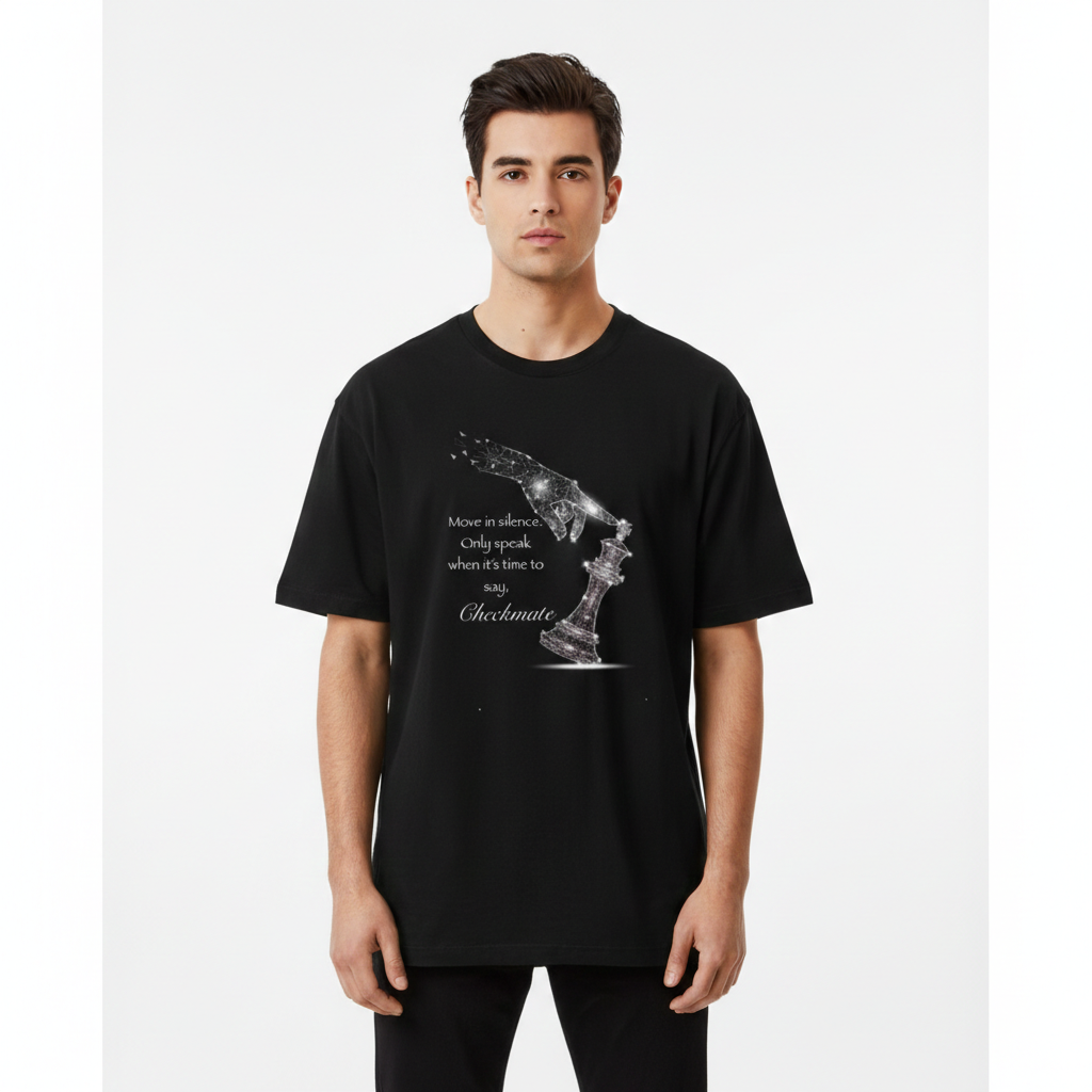 Checkmate Graphic Oversized T-Shirt – Black Edition