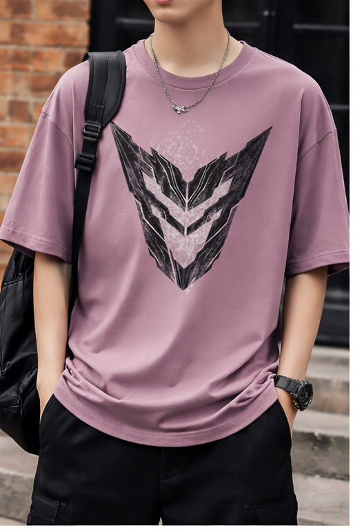 Urban Phantom V Graphic Oversized T-Shirt – Premium Streetwear Cotton Tee (Dusty Mauve)