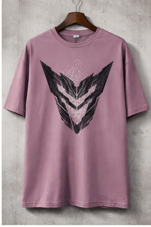 Urban Phantom V Graphic Oversized T-Shirt – Premium Streetwear Cotton Tee (Dusty Mauve)