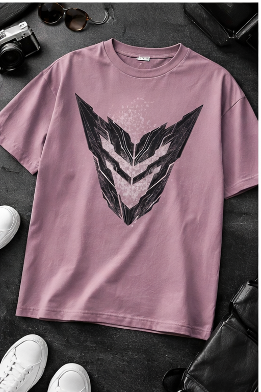 Urban Phantom V Graphic Oversized T-Shirt – Premium Streetwear Cotton Tee (Dusty Mauve)